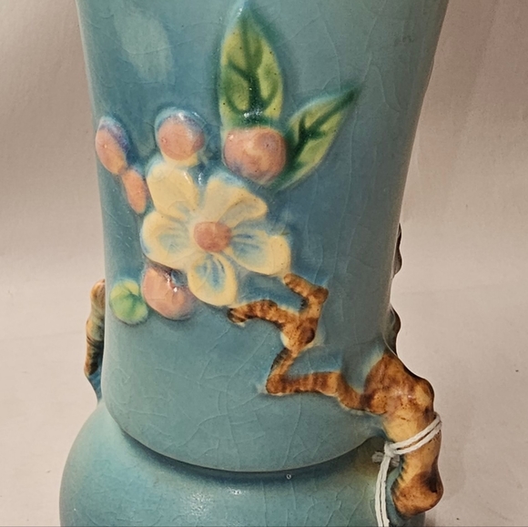 Roseville Vase # 381- 6 Inch Apple Blossom 1930's - Picture 7 of 9
